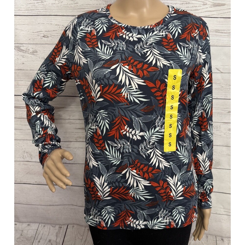 NWT Hang Ten Shirt Small Navy Blue Red White Tropical Floral UPF 50+ Quick Dry